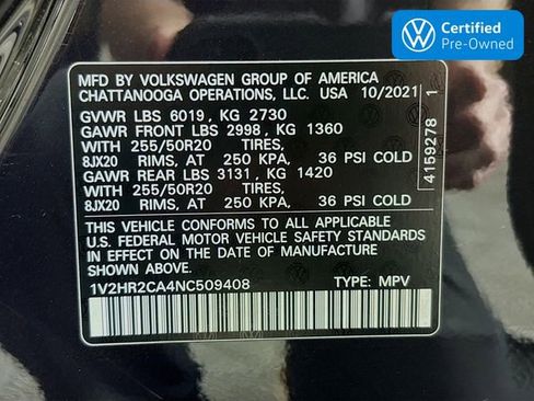Certified 2022 Volkswagen Atlas SE w/ Black Wheel Package AWD/4WD image 32