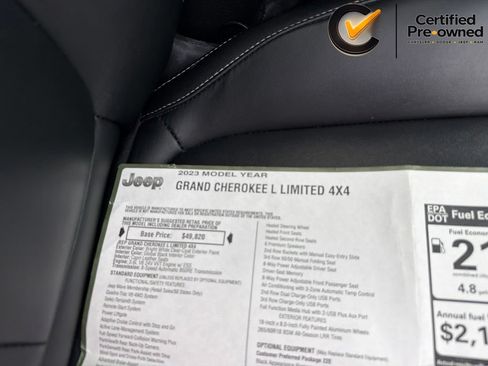 Certified 2023 Jeep Grand Cherokee L Limited w/ Black Appearance Package AWD/4WD image 46