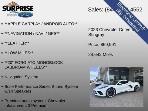 Used 2023 Chevrolet Corvette Stingray Preferred Cpe w/ Z51 Performance Package RWD image 21