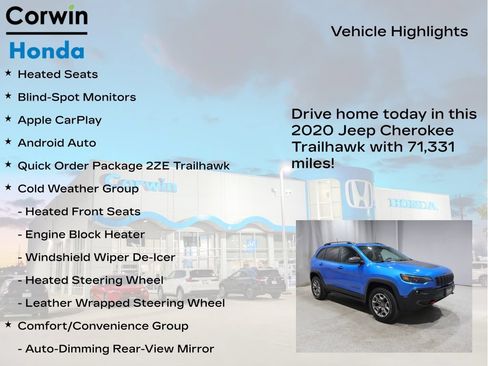 Used 2020 Jeep Cherokee Trailhawk w/ Comfort & Convenience Group AWD/4WD image 6