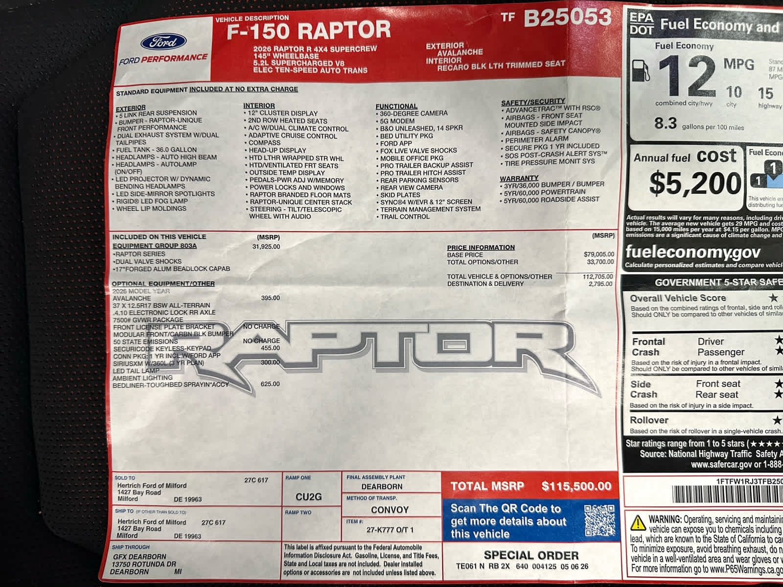 Used 2026 Ford F150 Raptor w/ Equipment Group 803A Raptor R AWD/4WD image 38