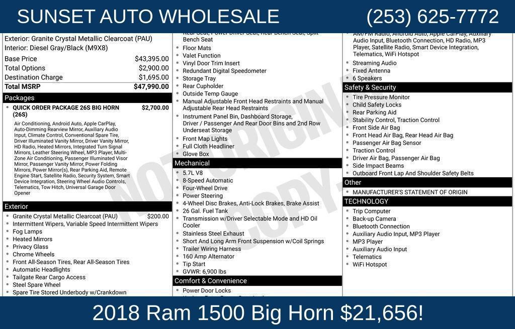 Used 2018 RAM 1500 Big Horn AWD/4WD image 86