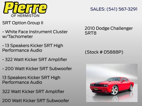 Used 2010 Dodge Challenger SRT8 w/ SRT Option Group II RWD image 6