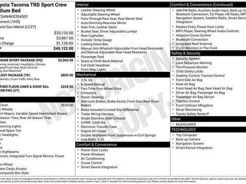 Used 2019 Toyota Tacoma TRD Sport w/ TRD Premium Sport Package image 34