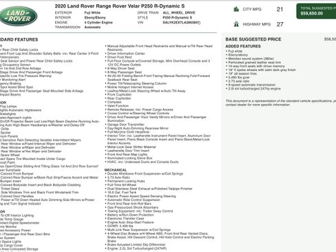 Used 2020 Land Rover Range Rover Velar R-Dynamic S image 3