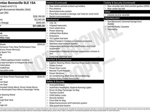 Used 2001 Pontiac Bonneville SLE FWD image 19