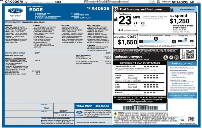 Used 2022 Ford Edge SE w/ Black Appearance Package AWD/4WD image 10