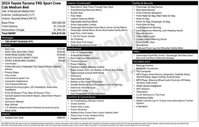 Certified 2024 Toyota Tacoma TRD Sport AWD/4WD image 28