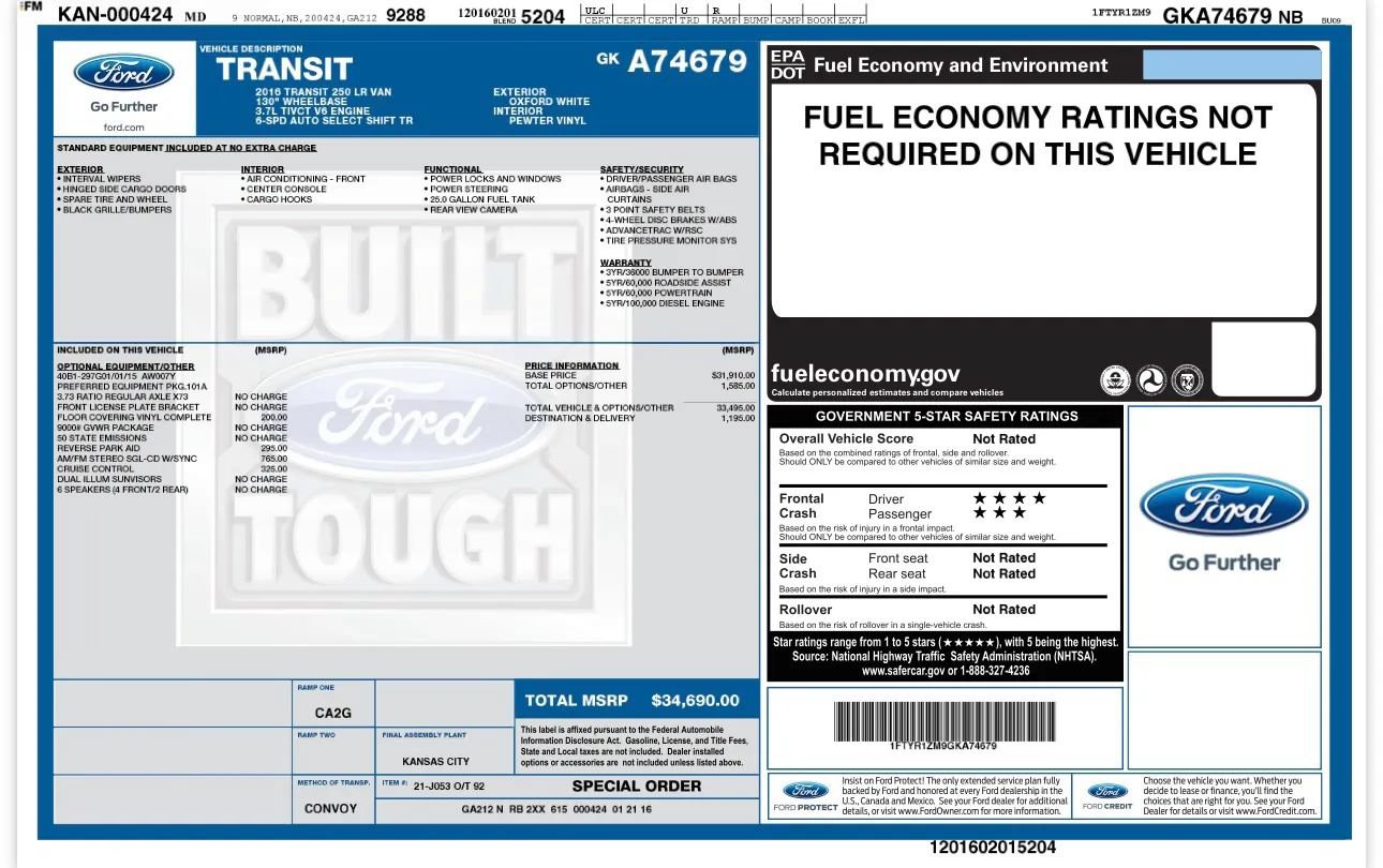 Used 2016 Ford Transit 250 130 Low Roof RWD image 24