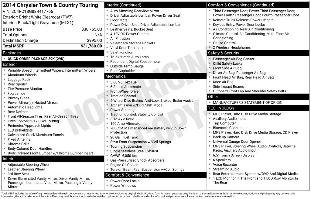 Used 2014 Chrysler Town & Country Touring FWD image 2