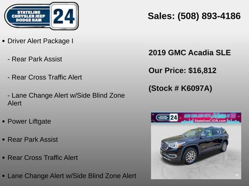 Used 2019 GMC Acadia SLE w/ Driver Alert Package I AWD/4WD image 5