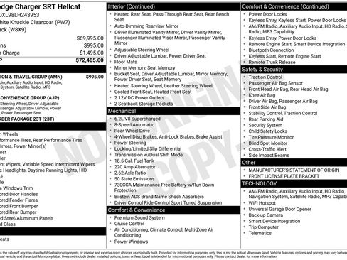 Used 2020 Dodge Charger SRT Hellcat w/ Navigation & Travel Group RWD image 1