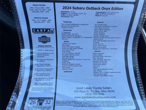 Certified 2024 Subaru Outback Onyx Edition w/ Popular Package #2 image 28