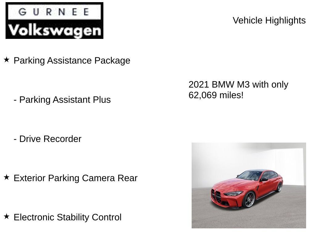 Used 2021 BMW M3 Competition w/ Parking Assistance Package RWD image 8