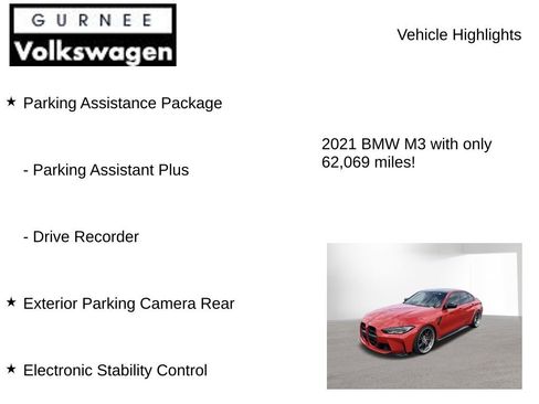 Used 2021 BMW M3 Competition w/ Parking Assistance Package RWD image 8