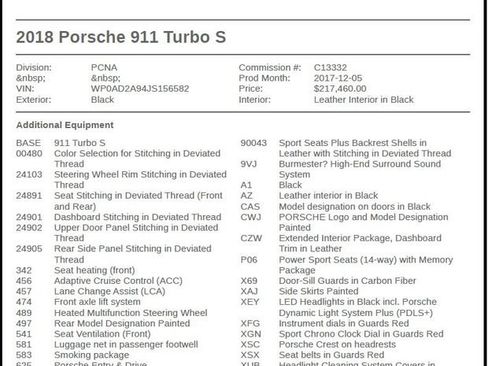 Used 2018 Porsche 911 Turbo S AWD/4WD image 7