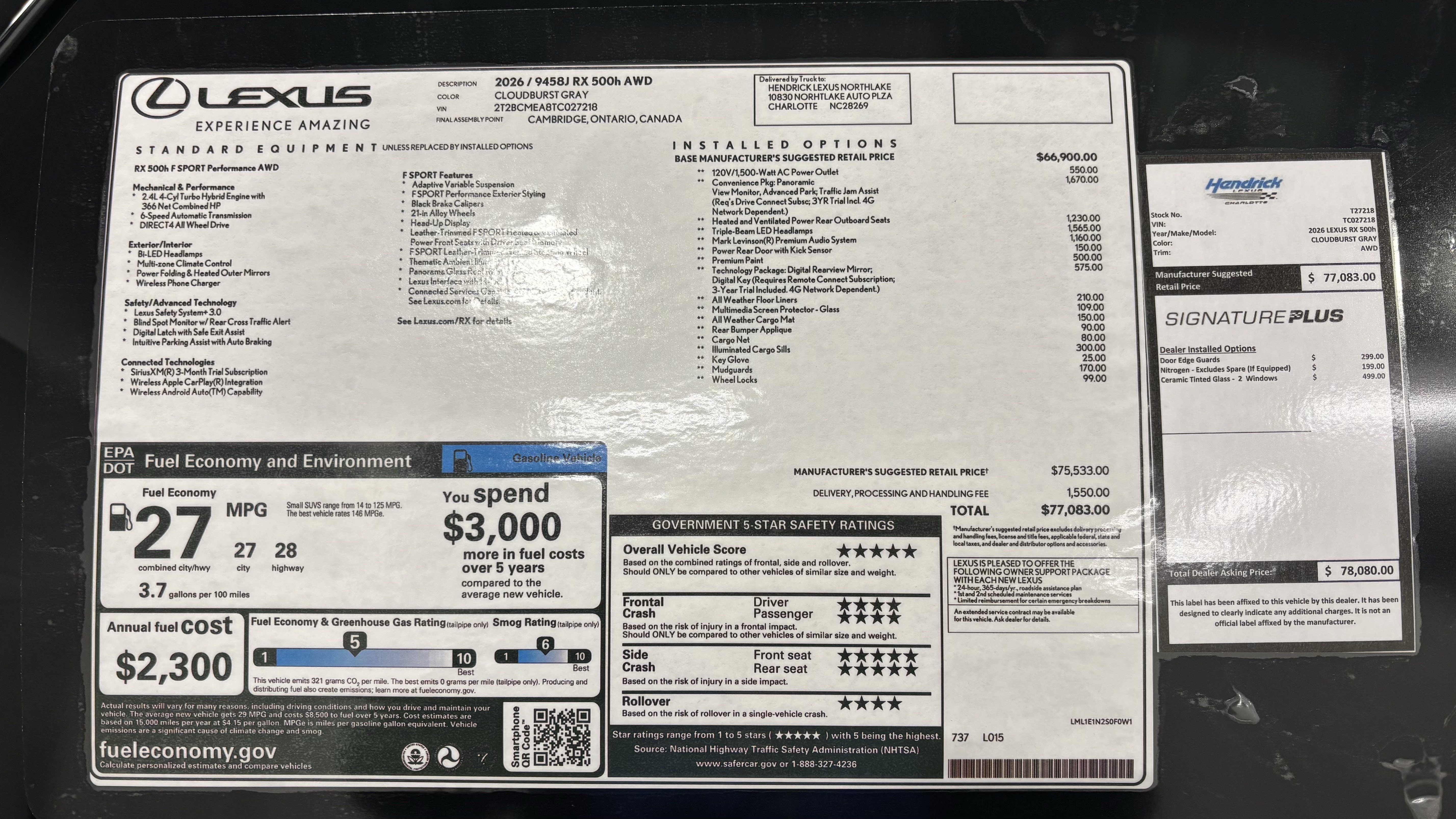 New 2026 Lexus RX 500h F Sport AWD/4WD image 16