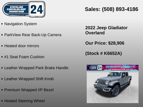 Used 2022 Jeep Gladiator Overland w/ Popular Equipment Package AWD/4WD image 6