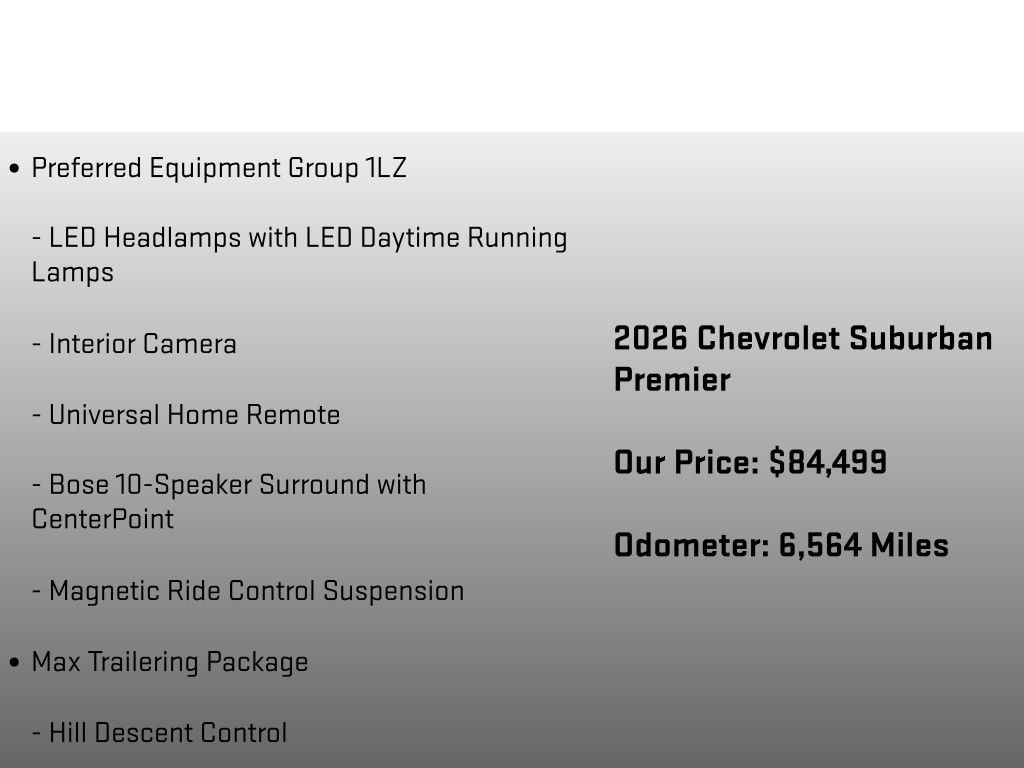 Certified 2026 Chevrolet Suburban Premier w/ Sun And Tow Package AWD/4WD image 24