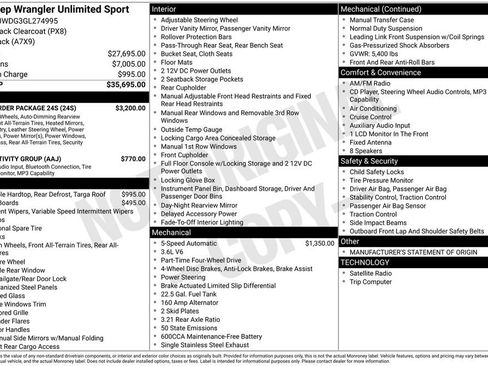 Used 2016 Jeep Wrangler Unlimited Sport w/ Quick Order Package 24S AWD/4WD image 2