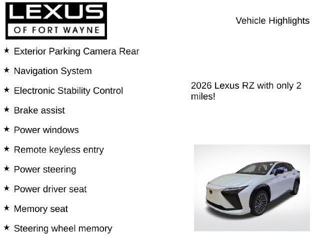 New 2026 Lexus RZ 450e AWD w/ Accessory Package (2T) image 8