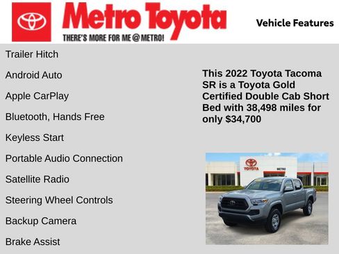 Certified 2022 Toyota Tacoma SR AWD/4WD image 11