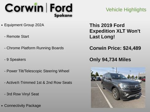 Used 2019 Ford Expedition XLT w/ Equipment Group 202A AWD/4WD image 14