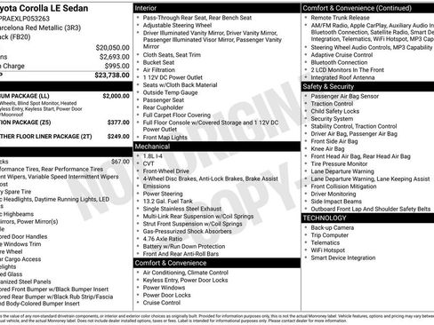 Used 2020 Toyota Corolla LE w/ LE Premium Package FWD image 17