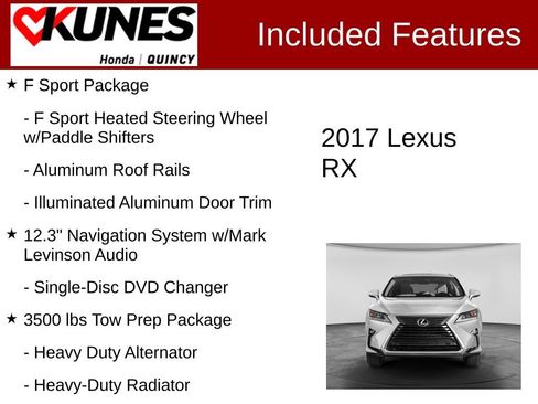 Used 2017 Lexus RX 350 F Sport w/ Accessory Package AWD/4WD image 2