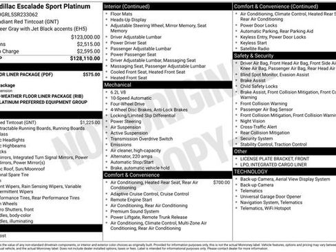 Used 2025 Cadillac Escalade Sport Platinum w/ LPO, Floor Liner Package image 4