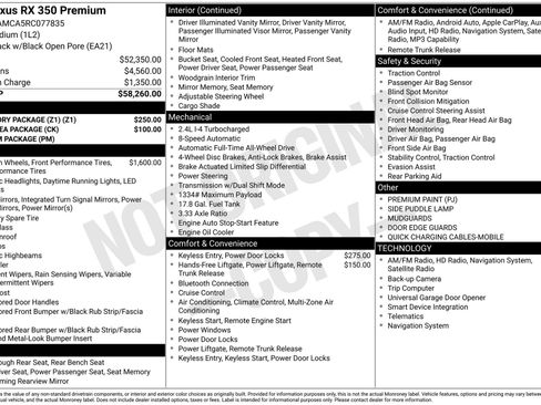 Used 2024 Lexus RX 350 Premium w/ Accessory Package (Z1) AWD/4WD image 42