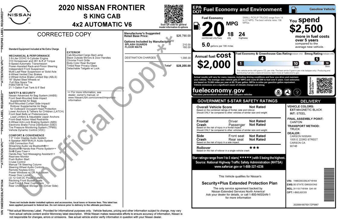 Used 2020 Nissan Frontier S RWD image 4