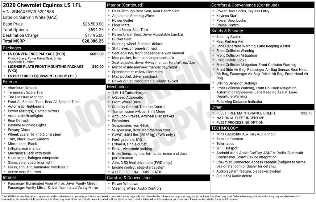 Used 2020 Chevrolet Equinox LS w/ LS Convenience Package FWD image 37
