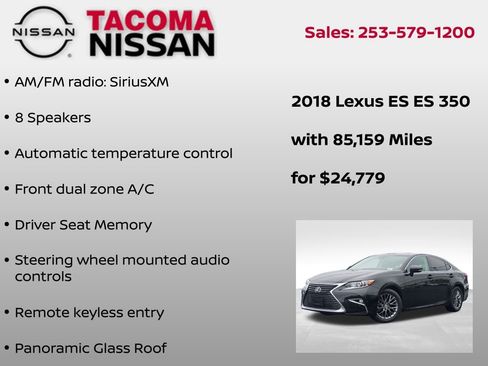 Used 2018 Lexus ES 350 w/ Navigation System Package FWD image 18