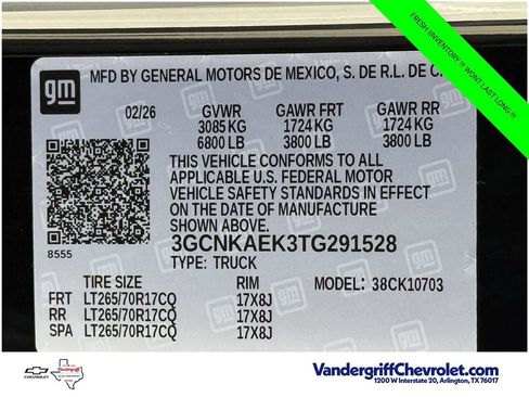 New 2026 Chevrolet Silverado 1500 W/T w/ WT Safety Package AWD/4WD image 23