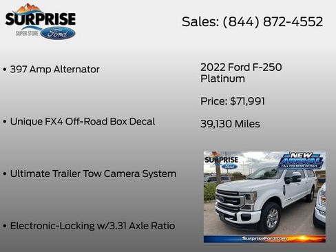Used 2022 Ford F250 Platinum w/ FX4 Off-Road Package AWD/4WD image 16