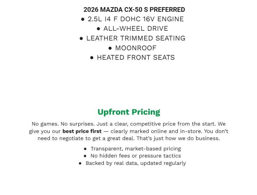 Used 2026 MAZDA CX-50 AWD 2.5 S w/ Weather Package image 2