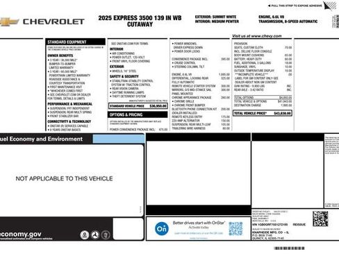 New 2025 Chevrolet Express 3500 w/ Power Convenience Package RWD image 2