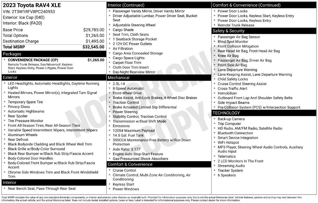 Used 2023 Toyota RAV4 XLE w/ Convenience Package FWD image 35