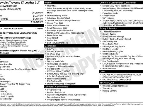 Used 2019 Chevrolet Traverse LT w/ LPO, Floor Liner Package AWD/4WD image 7
