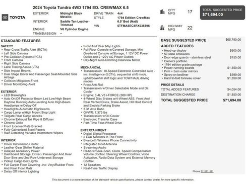 Used 2024 Toyota Tundra 1794 Edition AWD/4WD image 36