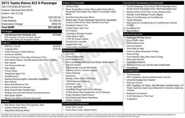 Used 2015 Toyota Sienna XLE w/ XLE Navigation Package FWD image 46