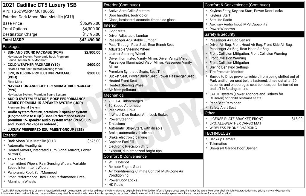 Used 2021 Cadillac CT5 Luxury w/ Sun And Sound Package RWD image 36
