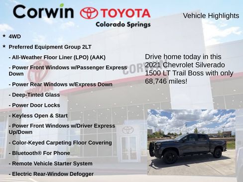 Used 2021 Chevrolet Silverado 1500 LT Trail Boss w/ Bed Protection Package AWD/4WD image 6