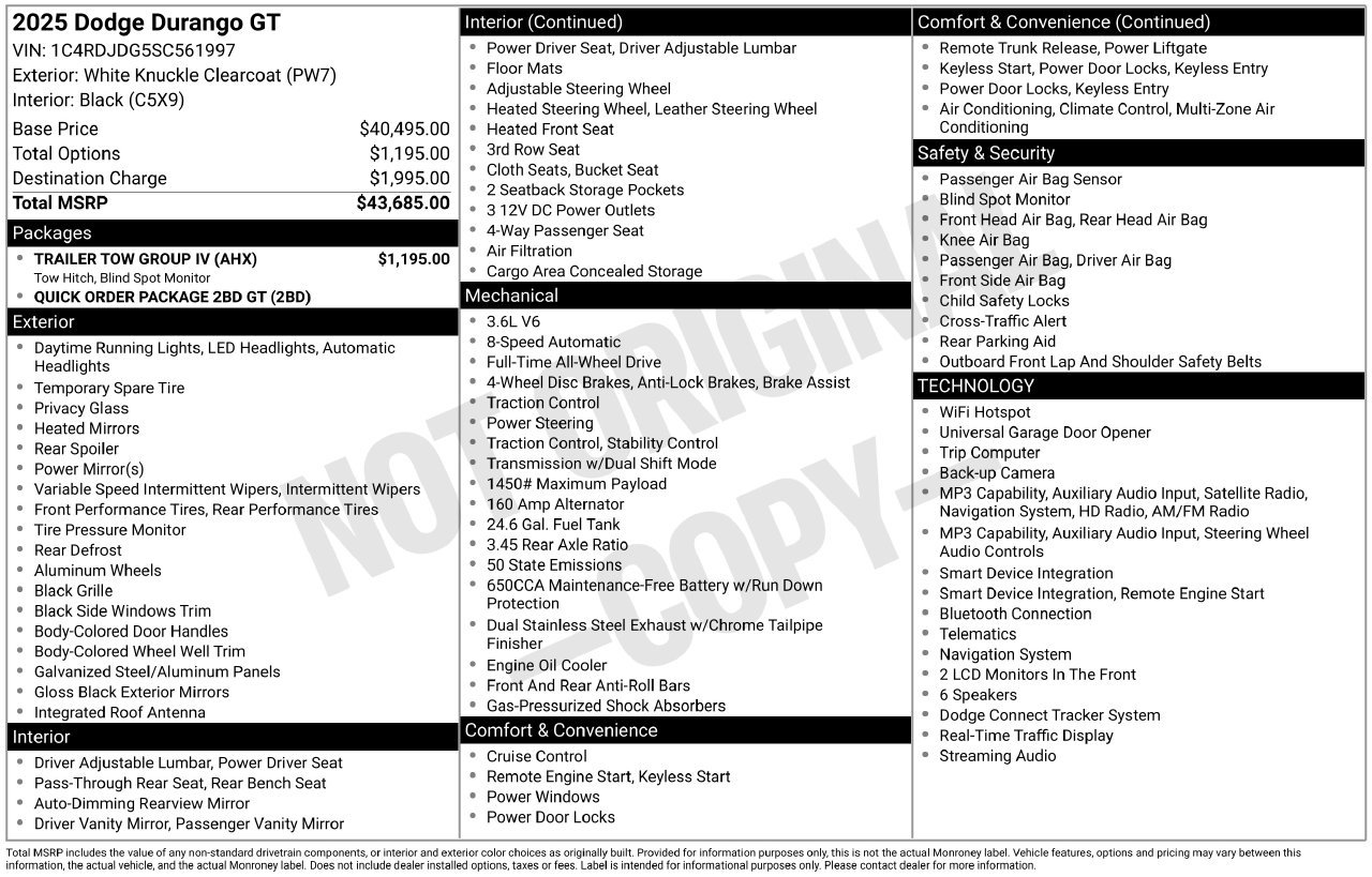 Used 2025 Dodge Durango GT w/ Trailer Tow Group IV AWD/4WD image 39