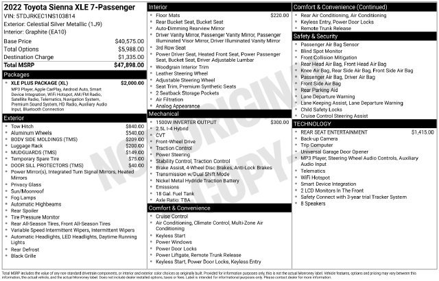 Used 2022 Toyota Sienna XLE w/ XLE Plus Package FWD image 12