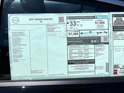New 2027 Nissan Sentra SV w/ Floor Mat Package FWD image 12
