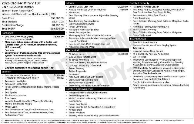 Certified 2026 Cadillac CT5 V w/ LPO, ONYX Package AWD/4WD image 5