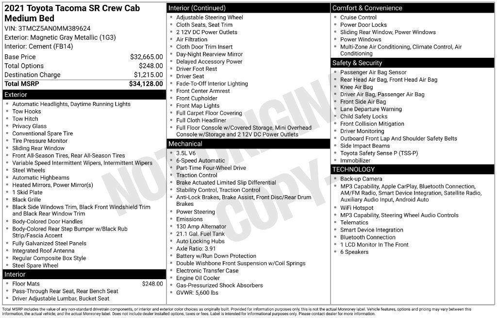 Used 2021 Toyota Tacoma SR AWD/4WD image 39