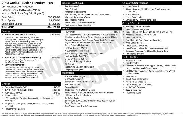 Used 2023 Audi A3 2.0T Premium Plus w/ Premium Plus Package AWD/4WD image 11